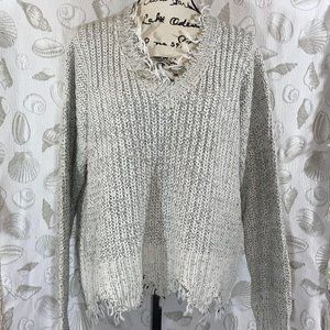 Vestique Medium Grey White frayed edge